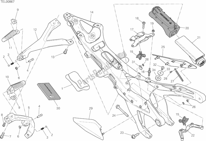 Alle onderdelen voor de Achterframe Comp. Van de Ducati Superbike 1299S ABS 2016